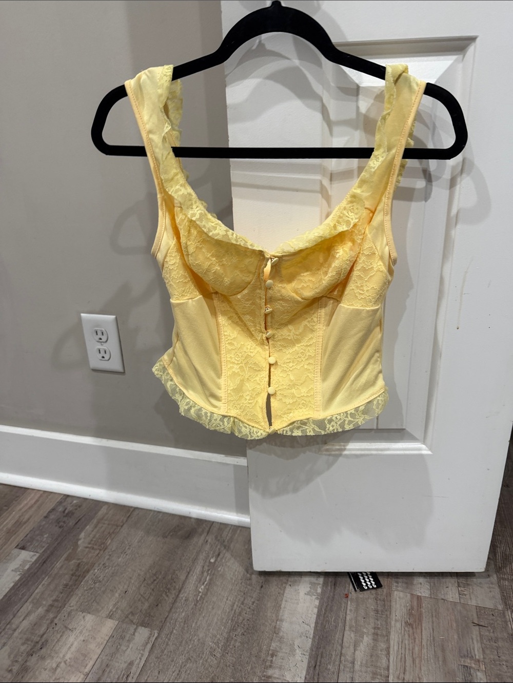 Yellow Lace Bustier Camisole Top - Feminine Corset Style